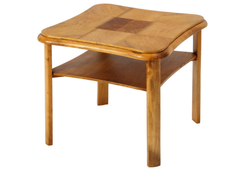 ART DECO beech table with walnut intarsia ART DECO beech table